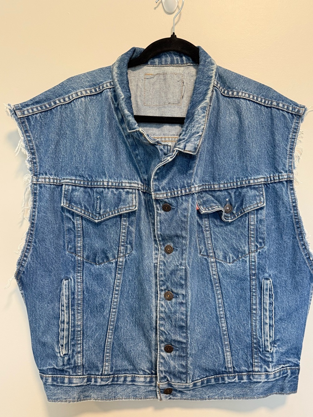 Vintage Levi’s Made in Canada Denim Trucker Vest Custom Painted Large